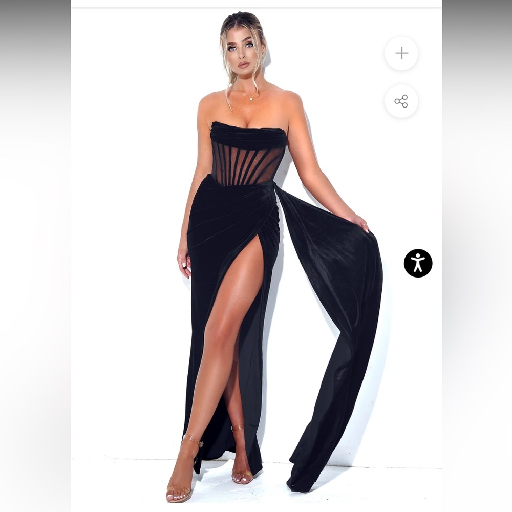 Miss Circle Black Velvet Corset Gown Dress